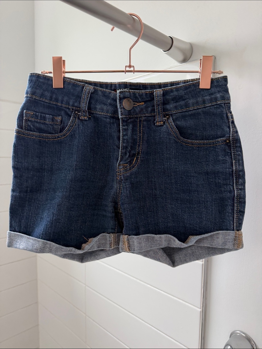 BDG Dark Blue Rolled-Hem Denim Shorts